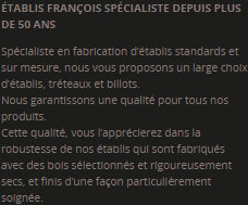 Établis François Spécialiste depuis plus de 50 ans