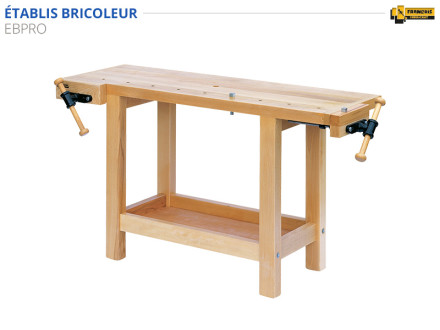 Établi bricoleur, établi de bricoleur, bois massif, hêtre massif, professionnel