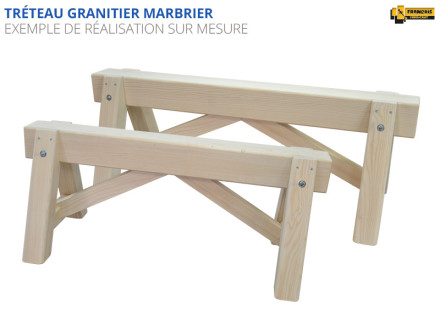 Tréteau granitier bois massif sapins massif professionnel standard et sur mesure