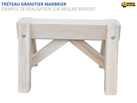 Tréteaux bois, tréteaux sur mesure, tréteaux granitier, tréteaux marbrier, tréteau granitier bois massif, sapin massif, tréteaux professionnel, qualité professionnelle, standard et sur mesure