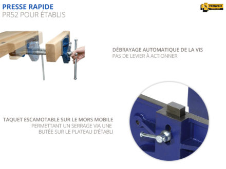 Presse rapide pour établis en fonte et acier massif débrayage automatique qualité professionnelle broche d'établis