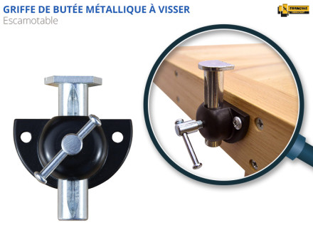 Griffe de butée d'établi à visser butoir d'établis greppe GRIFFE métallique acier professionnel escamotable réglable en hauteur amovible