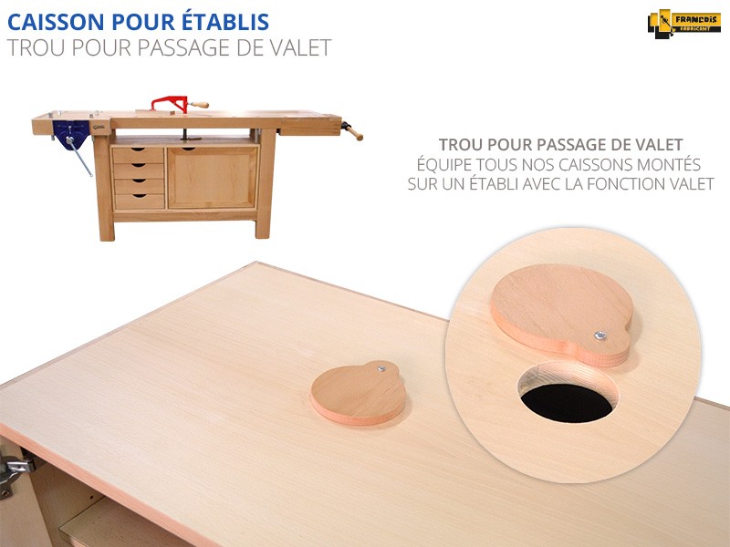 Établi en bois avec 4 tiroirs