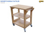 Desserte mobile servante mobile d'atelier DM800 en bois essence hêtre massif 3 plateaux 4 roulettes pivotante dont 2 avec freins