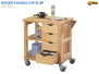 Desserte mobile servante mobile d'atelier DMT8000 en bois essence hêtre massif 1 caisson 4 tiroirs 1 tablette 4 roulettes pivotante dont 2 avec freins