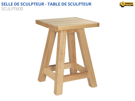 Selle de sculpteur, sellette de sculpteur, table de sculpteur, trépied de sculpteur en bois massif. Accessoire professionnel de sculpture en hêtre massif. Fabrication standard et sur mesure