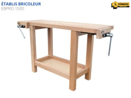 Établi bricoleur, établi de bricoleur, bois massif, hêtre massif, professionnel
